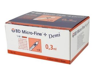 BD Micro Fine+ 0,3 ml U-100 - 100 stk.