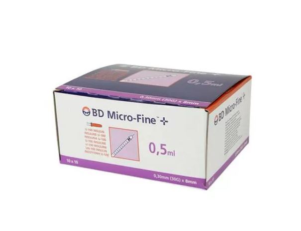 BD Micro Fine+ 0,50 ml sprøjte med kanyle - 100 stk.